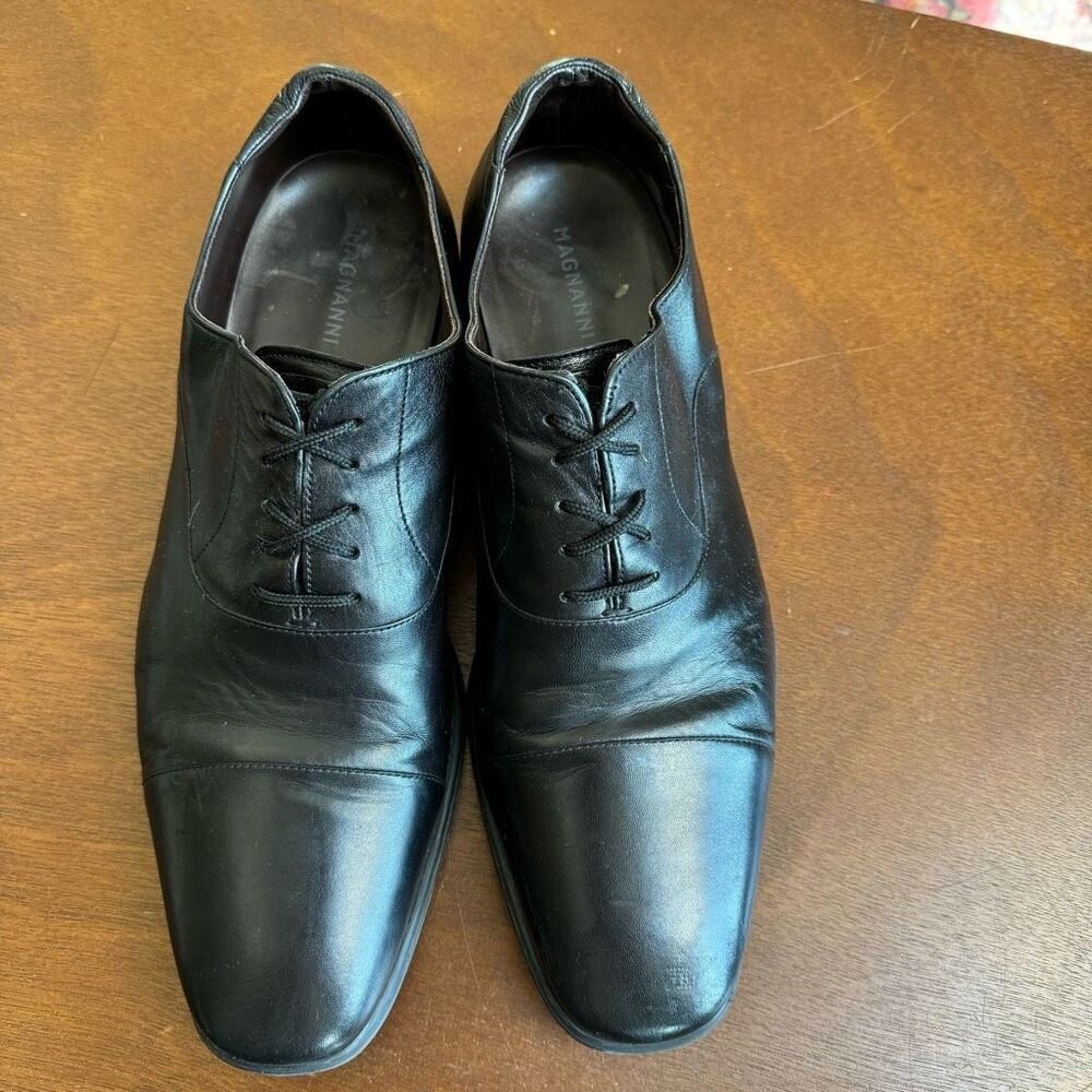 Magnanni Men’s Black Cap Toe Oxford Dress Shoes Size 10.5